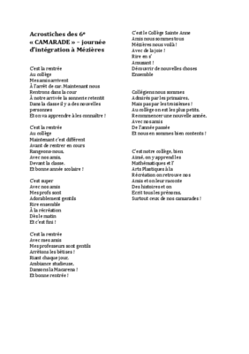 acrostiches 6ème